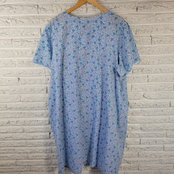 Pink by Kmart Robe 3X Plus Blue Floral Snap Front Embroidered FLO297E - Picture 7 of 13